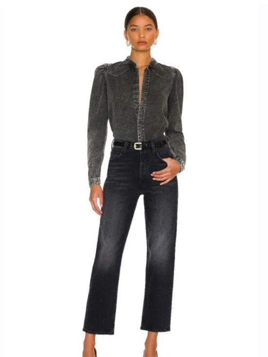 Mother Superior The Tomcat Straight Leg Jeans Lies, Lies, Lies Black Size 32 - Picture 4 of 13